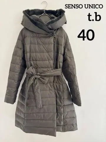 센소유니코 t.b 다운 코트 벨트 포함 카키 40 리버서블