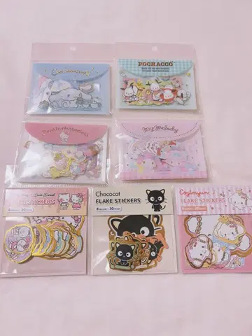 산리오 씰 & 케이스 세트 40매입 4종 세트 플레이크 씰 3종