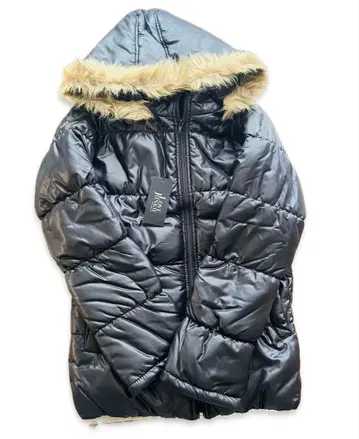 퍼 후드 블랙 다운 자켓