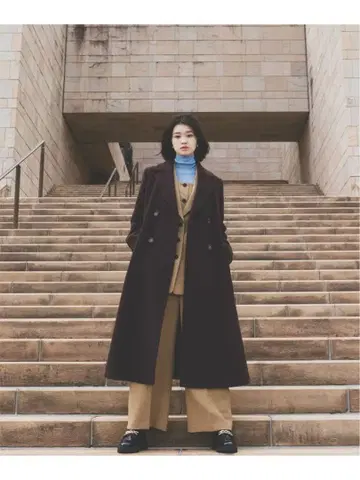 빅 칼라 더블 체스터 코트 NATURAL BEAUTY BASIC