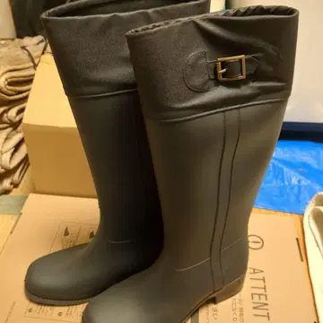방수 롱 부츠 버클 포함 블랙