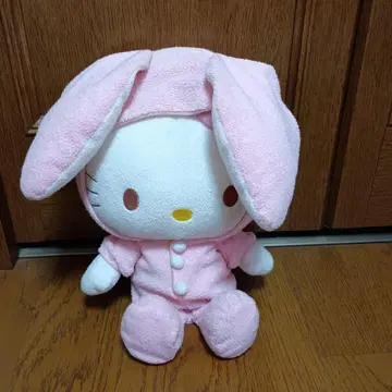 헬로키티 핑크 토끼 귀 봉제 인형