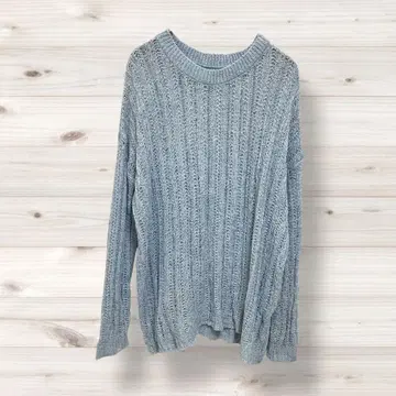 블루 파랑 시스루 니트 레이어드 긴팔 스카이블루 1313Y