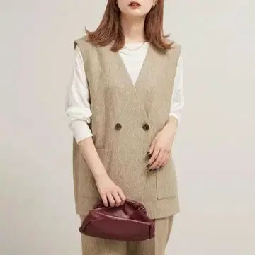 새상품급 프레임워크 트위드 베스트 베이지 2022AW