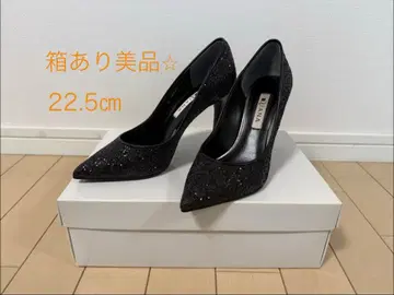 새상품급 박스 있음 DIANA 블랙 글리터 하이힐 라메