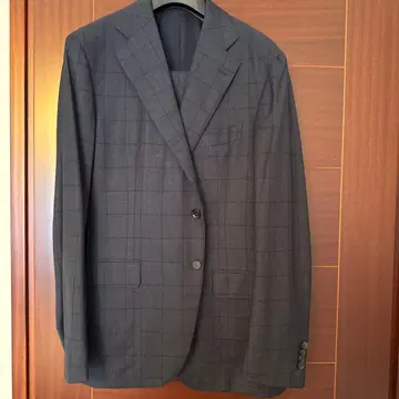 STRASBURGO 오더 미사용 새상품 네이비 체크 무늬 비즈니스 정장