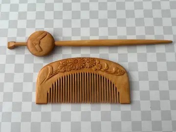 츠게 비녀 양면 조각 국화 매듭 문양 비녀