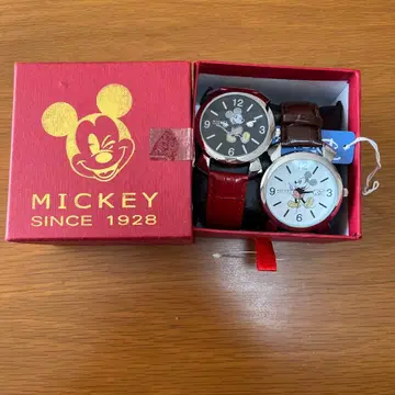 디즈니 미키 손목시계 세트 박스 포함 블랙 화이트