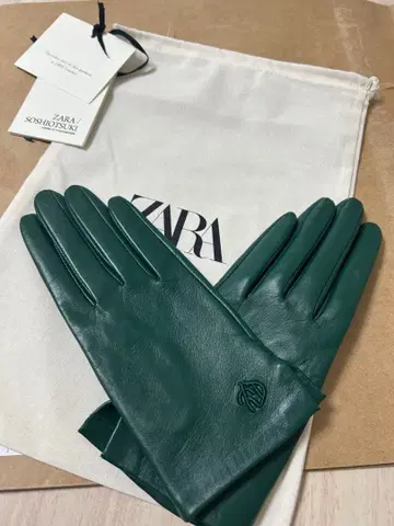 ZARA 가죽 장갑 그린 수납 가방 포함