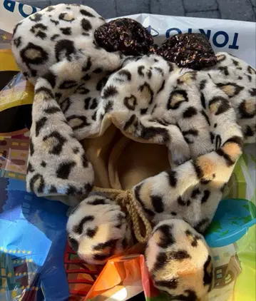 디즈니 팬캡 미니 마우스 레오파드 무늬 베이지