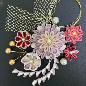 조각보 머리 장식 성인식 졸업식 결혼식 하카마 기모노