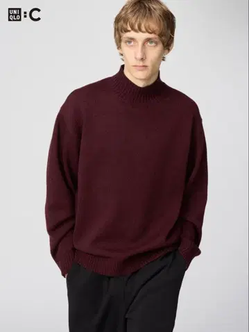 새상품급 완판템 UNIQLO C 로우게이지 하이넥 스웨터 와인 M
