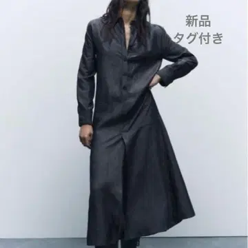 새상품 ZARA 정가 1만 990엔 린넨 셔츠 원피스 롱 원피스