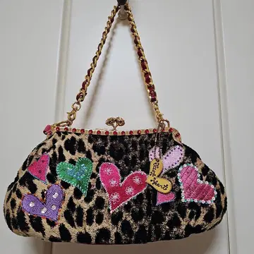 싱크비 레오파드 무늬 하트 자수 숄더백 y2k
