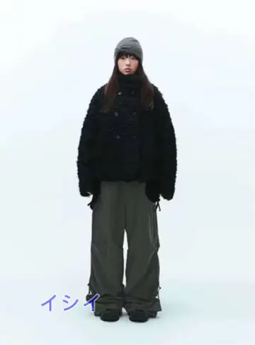 Coyseio 블랙 보아 자켓 더블 브레스트