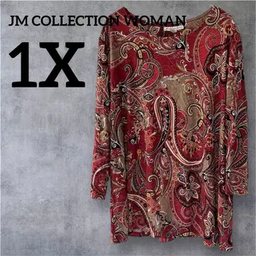새상품급 JM COLLECTION WOMAN 페이즐리 무늬 튜닉 1X