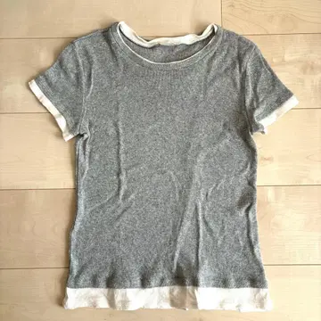 ZARA 더블 레이어드 디자인 반팔 티셔츠 그레이