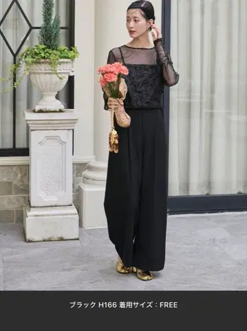 [ forksy. ] 시어 티셔츠 & 자카드 뷔스티에 디자인 살로펫