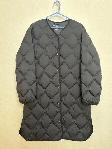 블랙 퀼팅 롱 다운 자켓