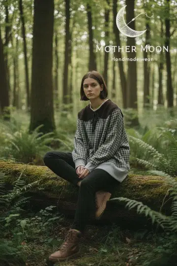 핸드메이드 handmade 앞뒤 원단이 다른 넥 레이스 리본 풀오버 OB