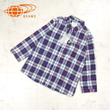 미사용 새상품 택 포함 빔즈 체크 무늬 긴팔 셔츠 네이비 XL*HD498