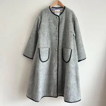 UNMINOU 파이핑 코트 그레이