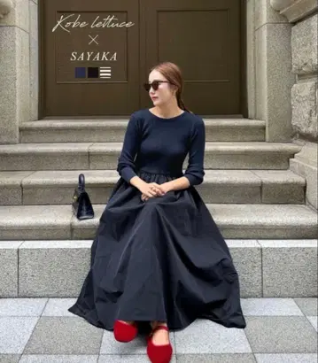 고베 레터스 SAYAKA 콜라보 니트 도킹 원피스