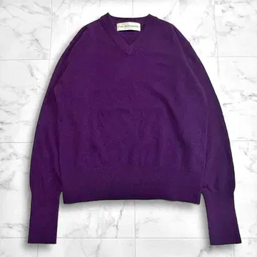 새상품급 신존 울 캐시미어 니트 V넥 퍼플 와이드 루즈핏