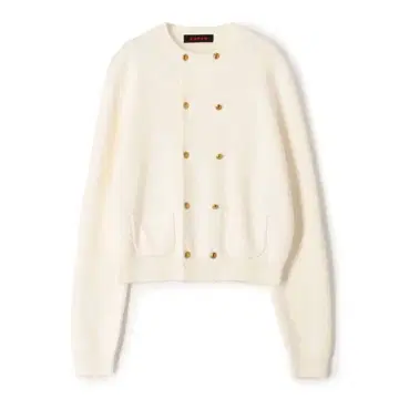 코튼 캐시미어 더블 버튼 가디건 화이트