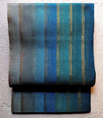 순수 실크 후쿠로 오비 히나야 쿠미오비 미사용 블루