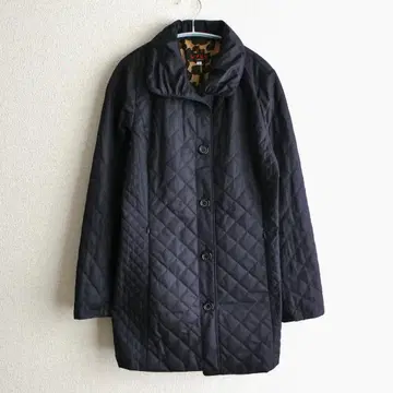 EVEX by KRIZIA 레오파드 무늬 하프 기장 퀼팅 코트