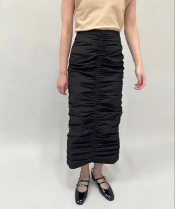 edit for lulu 블랙 개더 롱 스커트