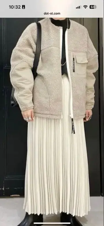 niko and - 울 혼방 방풍 보아 블루종