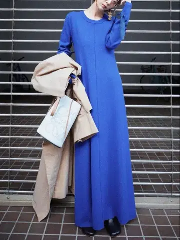 UN3D. 브레이드 니트 원피스 38 블루