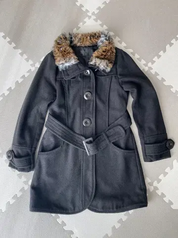 SPINASH 퍼 포함 롱 코트 다크 그레이 M 사이즈