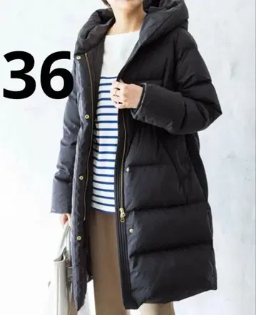 슬로브 이에나 숄 후드 롱 다운 코트 블랙