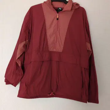 빨간색 하프 지퍼 후드 부착 후드티