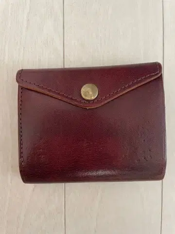 천연 가죽 접이식 지갑 다크 브라운