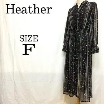 Heather 꽃무늬 쉬폰 원피스 롱 기장 프릴 넥 성인 여성