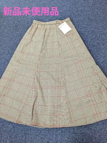 Dessin 체크 무늬 플레어 롱 스커트