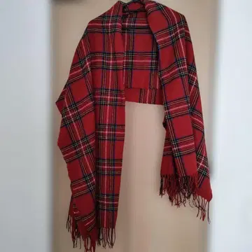 SHARP OF WISH 빨간색 체크 무늬 스톨