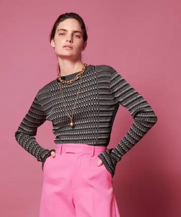 maison special 믹스 보더 랜덤 리브 니트