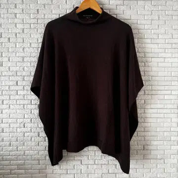 mizuiro ind 니트 케이프 판초 숄더 울 혼방 하이넥 브라운