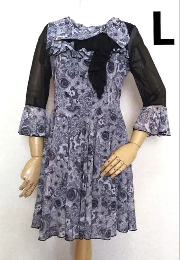 그레이 계열 꽃무늬 프릴 원피스 [ L ] 사이즈