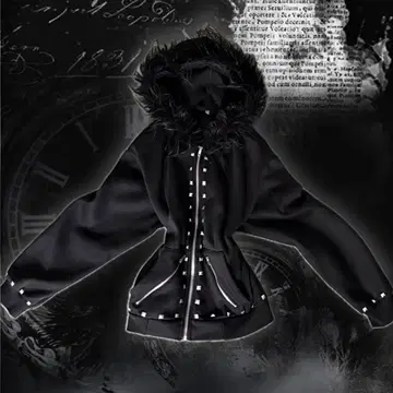 퍼 스터드 후디 후드티 모즈 코트 그런지