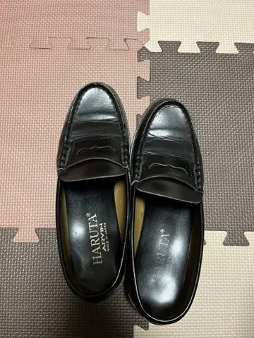 HARUTA 블랙 로퍼 스트레이트 팁