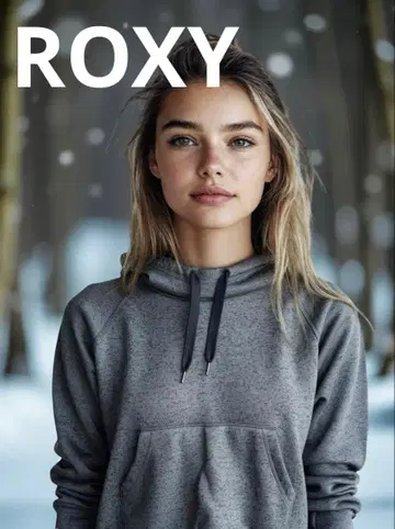 ROXY 그레이 후드 부착 후드티 M