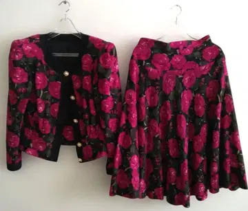 긴자 매기 셋업 꽃무늬 장미 무늬 울 M