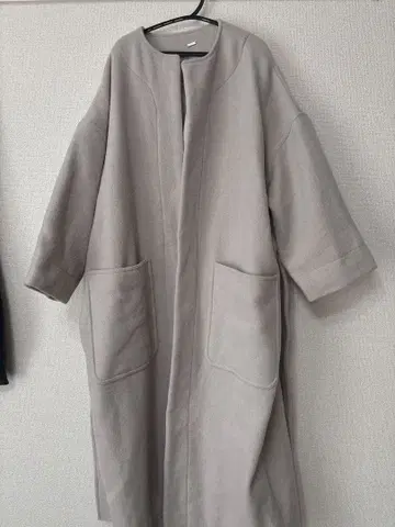 MikaOwen 노카라 롱 코트 그레이지