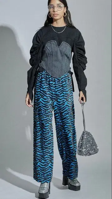 maison special 데님 사이드 스트랩 뷔스티에